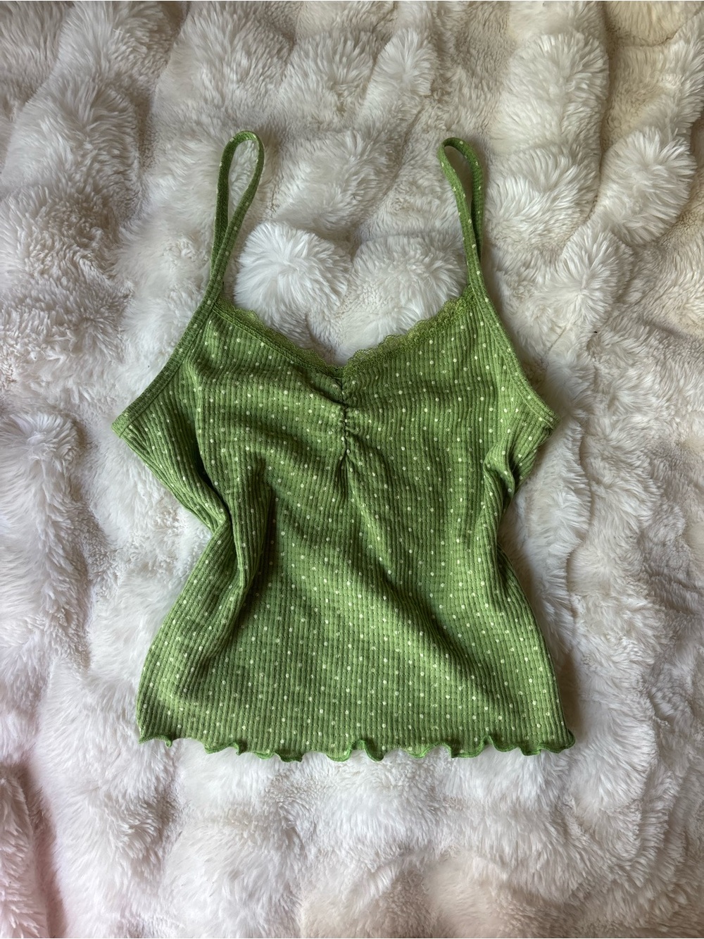 Billabong Green Ribbed Polka Dot Camisole